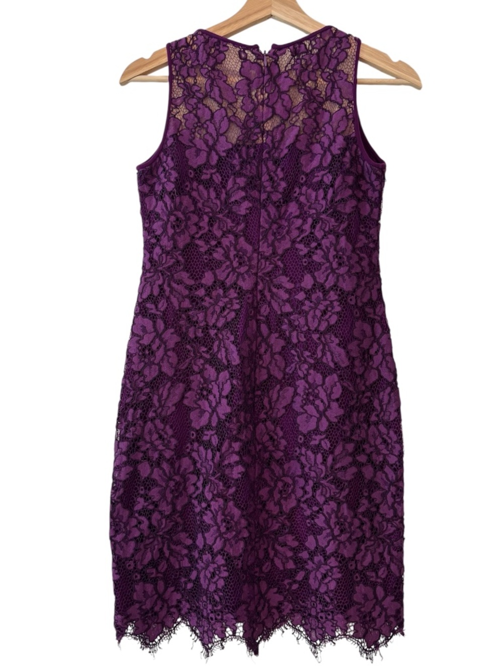 Lauren Ralph Lauren Melia Floral Lace Sheath Dress - Plum Purple Size 0P - Picture 5 of 11